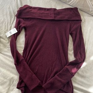 Free people burgundy cowl neck sweater  NWT